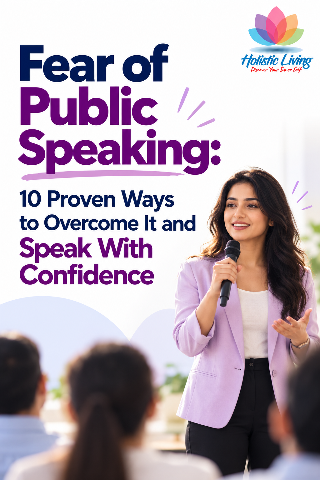 Woman confidently speaking at a podium for an article on overcoming fear of public speaking and building speaking confidence
